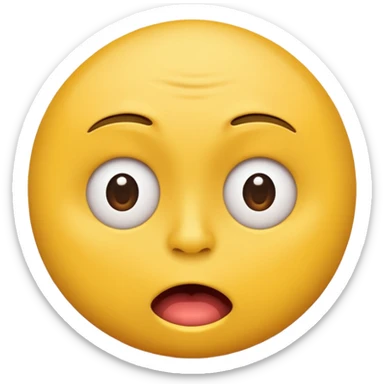 Yellow round iPhone type face emoji with a wtf face sticker