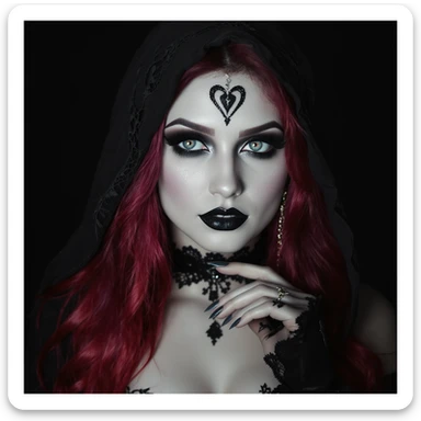 gothic heart with black lace, professional photography style sticker