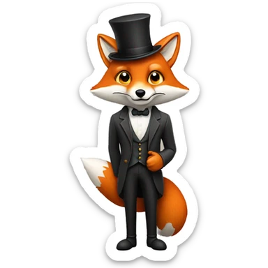 fox with cylinder hat and monokle sticker
