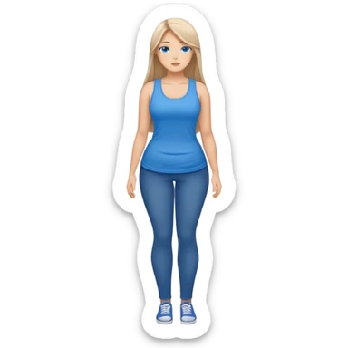 1girl, curvy, pretty,medium blue {very long straight hair} blueeyes,fullbody,classy pose,tank top sticker