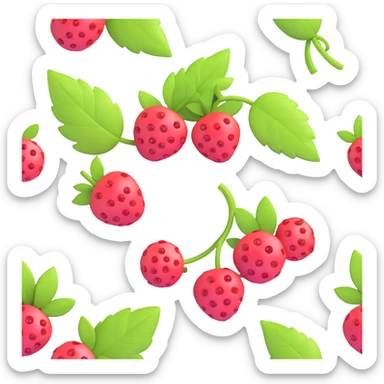 Add more volume to the berries and leaves, making them as three-dimensional as possible with expressive lighting and depth, in a modern 3D iOS style, on a clean background. sticker
