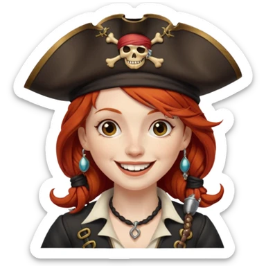 pirate redhead woman drunk sticker