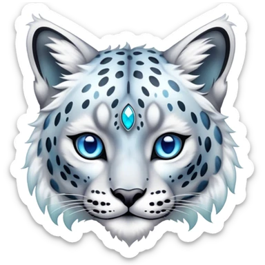 Cute cool edgy Colorful vibrant transparent iridescent luminescent ethereal fantasy-lynx-snow-leopard-animal, full-body sticker