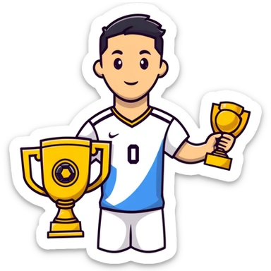 soccer player with trophy sticker