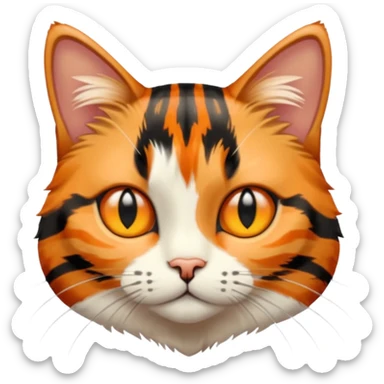 Calico cat with stripes like a tabby sticker