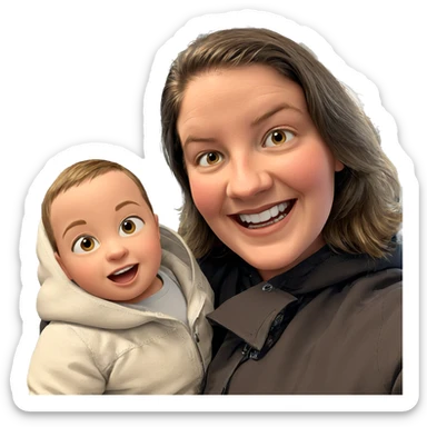 happy baby with boys sticker