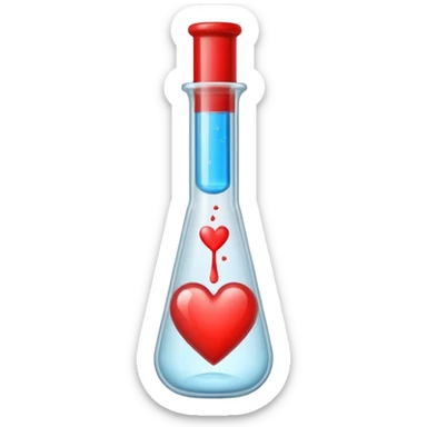 test tube with a small heart inside sticker
