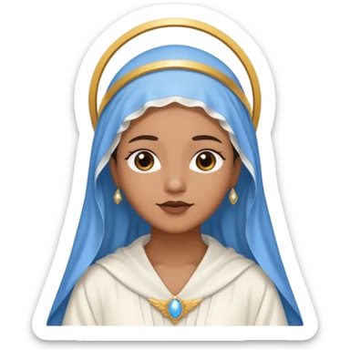 Nossa senhora das graças com manto branco e vel azul ,com áurea sticker