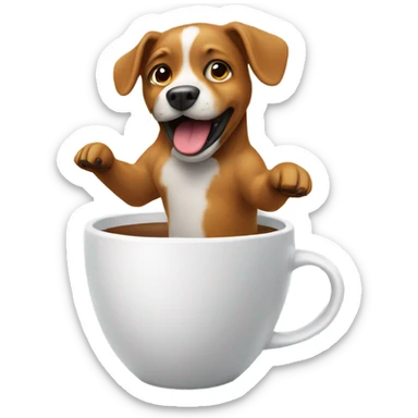 Dog dancing in a cup sticker
