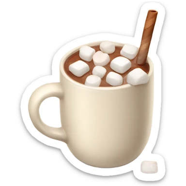 Light beige mug of hot chocolate with marshmallows  sticker