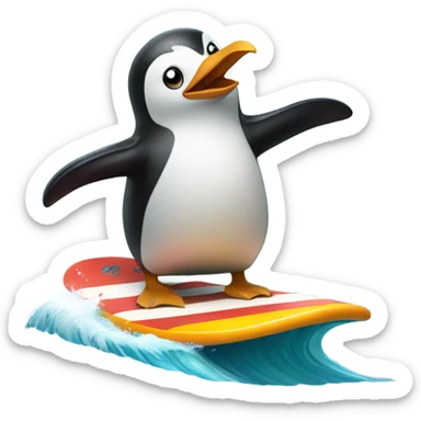 Penguin surfing sticker