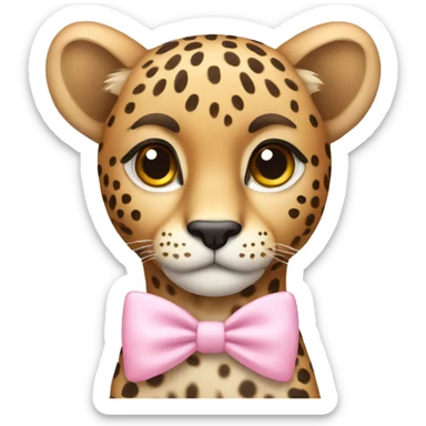 Cheetah with a light pink bow on top sticker