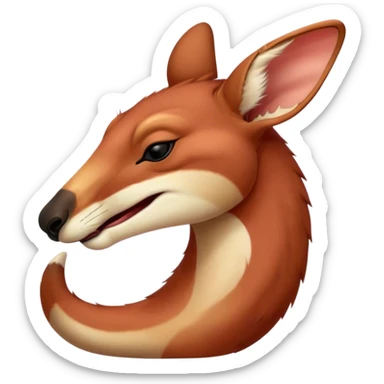 Cinematic Cute Yawning Adult Red Kangaroo Portrait Emoji, Head tilted slightly with a dramatic, wide-open yawn, showcasing a sturdy, reddish form with a distinct red kangaroo-shaped head, a relaxed elongated snout, and sleepy, half-closed eyes, Simplified yet irresistibly adorable features, highly detailed, glowing with a soft, cozy outback glow, high shine, relaxed yet expressive, stylized with a dash of whimsical charm, soft glowing outline, capturing the essence of a drowsy yet affectionate kangaroo that appears ready to stretch and yawn its way out of the screen! sticker