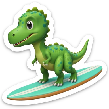 cute dino on a surfboard sticker