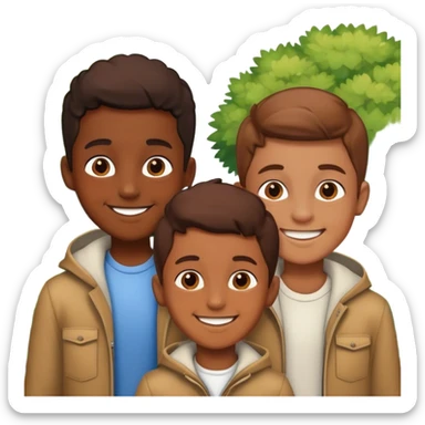 boys smiling outdoors together sticker