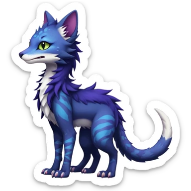 Kawaii dark edgy fantasy feline-vernid-sergal-fursona animal creature with a tufted tail full body with intricate markings  sticker