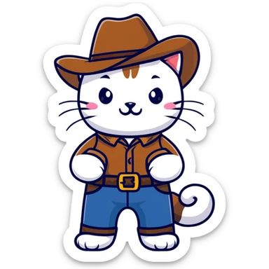 A  cat wearing a cowboy hat sticker