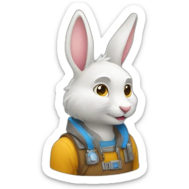 Un lapin avec un loup sticker