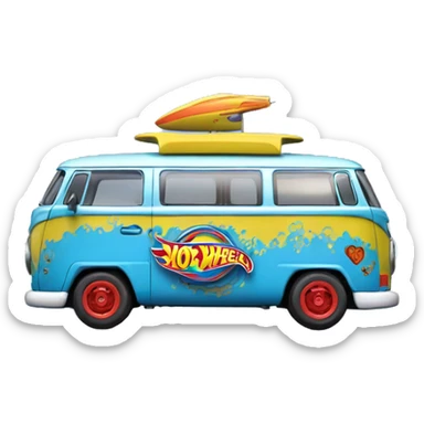 Side view.Mattel hot wheels Volkswagen Kool Kombi.tooned.car.blue  sticker