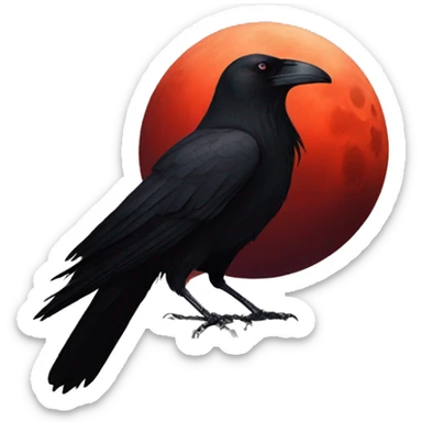 Crow in front of blood moon sticker