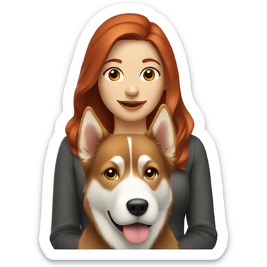 Redhead woman with malamute dog sticker