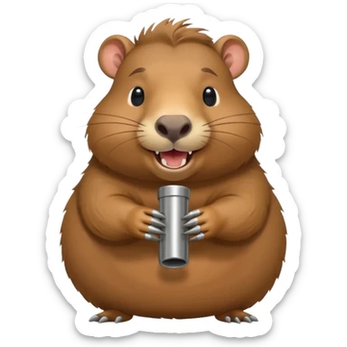 laughing capybara with stainless steel tubes sticker