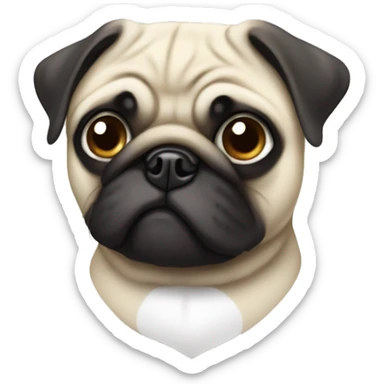 Pug with white heart sticker