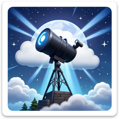 Fortnite signal in the night sky, a spotlight projecting the Fortnite logo into cloudy night sky sticker
