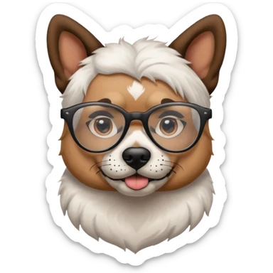 tattooed dog with heavy face tattooes and glassess, white sticker