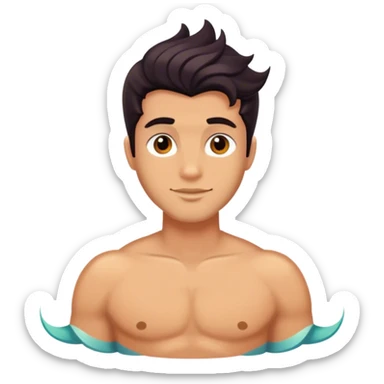 Tanned merman with dark hair sticker
