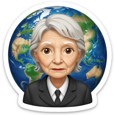 Planet earth emoji ceo old women face  sticker