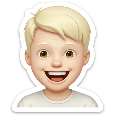 young albino emoji boy laughing out loud with white top sticker