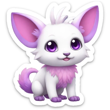 Cute cool white purple pink animal hybrid Fakemon full body sticker
