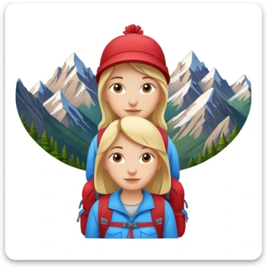 girl backpacking, travelling mountains background sticker