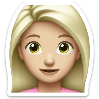 blond pale girl with platinum hair with green eyes in pink scrub sticker