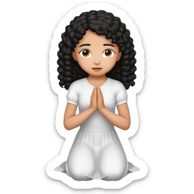 girl praying on knees curls black hair brown skin sticker