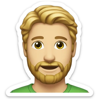 handsome man with blond brown hair, green eyes, beard sticker