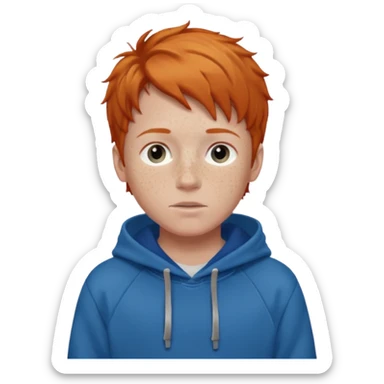 ginger with freckles and blue hoodie boy sticker