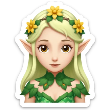 elf wearing flower pattern dress, Half Body. sticker
