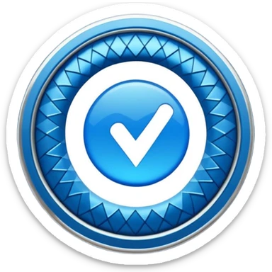 blue tick verification badge on a circular shape with zigzag edges sticker
