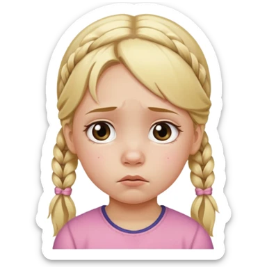 ["Little girl with blonde pigtails, two large teardrops on her cheeks."] sticker