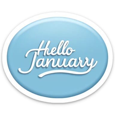 Blue “ hello January “ word light blue and aesthetic  sticker