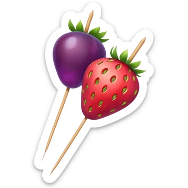 Strawberry and grape on a skewer in the pattern of singular strawberry singular grape singular strawberry singular grape sticker