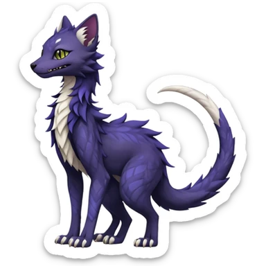 Kawaii dark edgy fantasy feline-vernid-sergal-fursona animal creature with a tufted tail full body with intricate markings  sticker