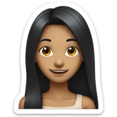 skinny indian girl with long black hair smiling sticker