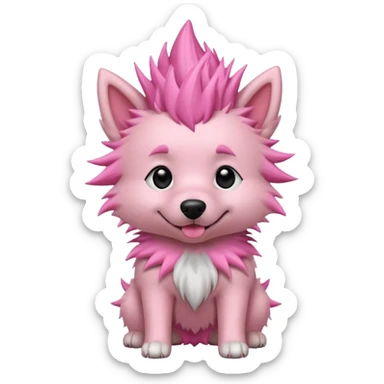 fancy pink spiky haired dog sticker