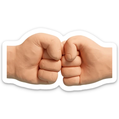 claymation style two fists bumping together, visible fingerprints, pastel colors sticker
