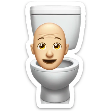 a bald man head in a toilet with a long neck  sticker