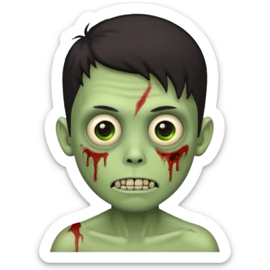 light green zombie boy emoji with dark hair sticker