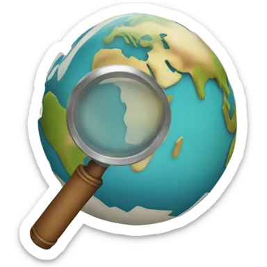 A magnifying glass zooming into earth sticker